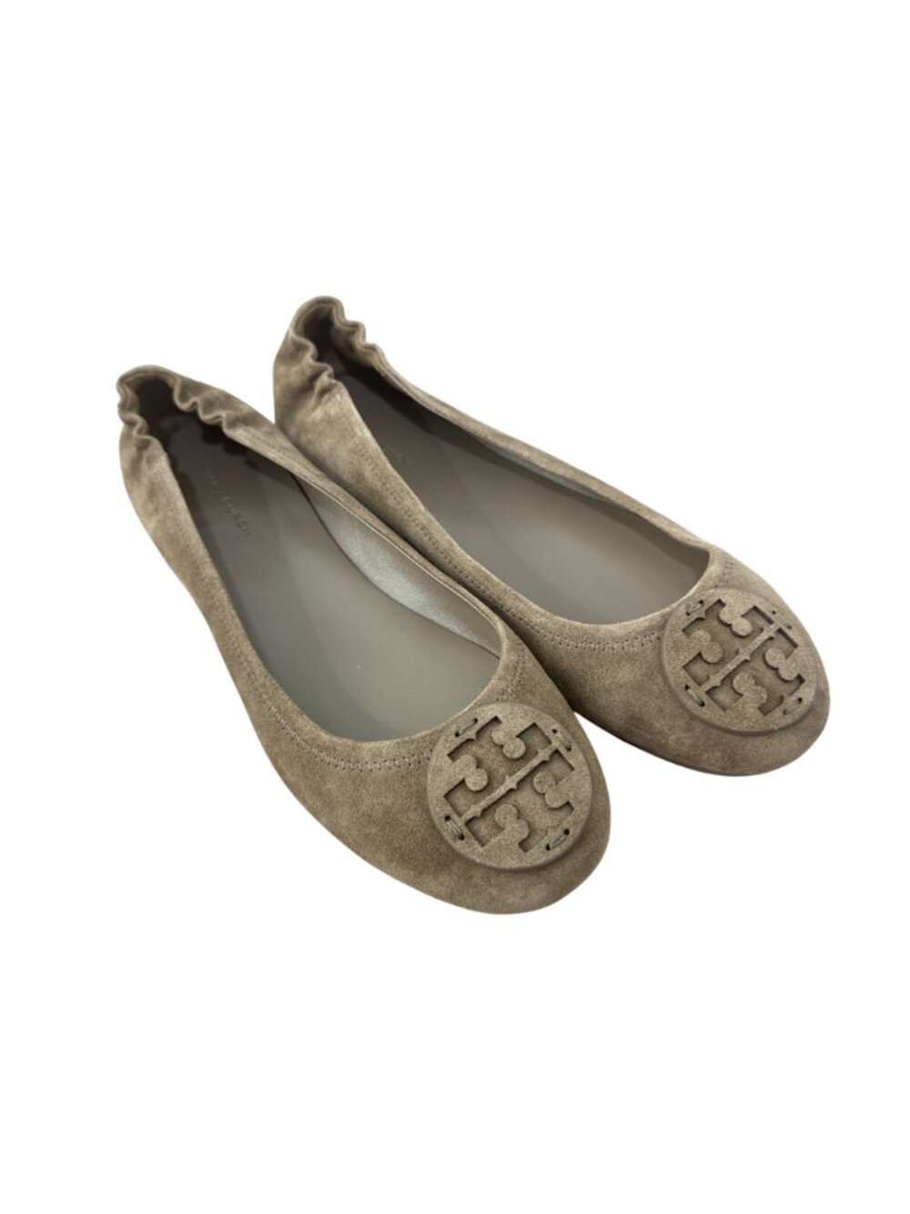 Tory Burch Minnie Travel Suede Ballet Flats Beige Logo Detail Women Size 9.5M - Picture 5 of 16